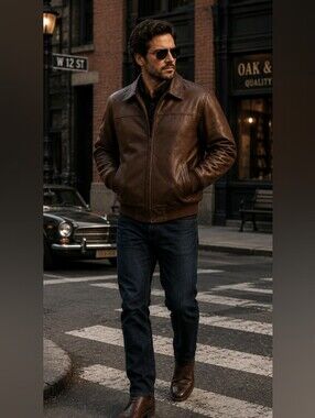 Couture by J. Park brown leather bomber